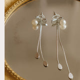 Elegant Bow Pearl dangle earrings
