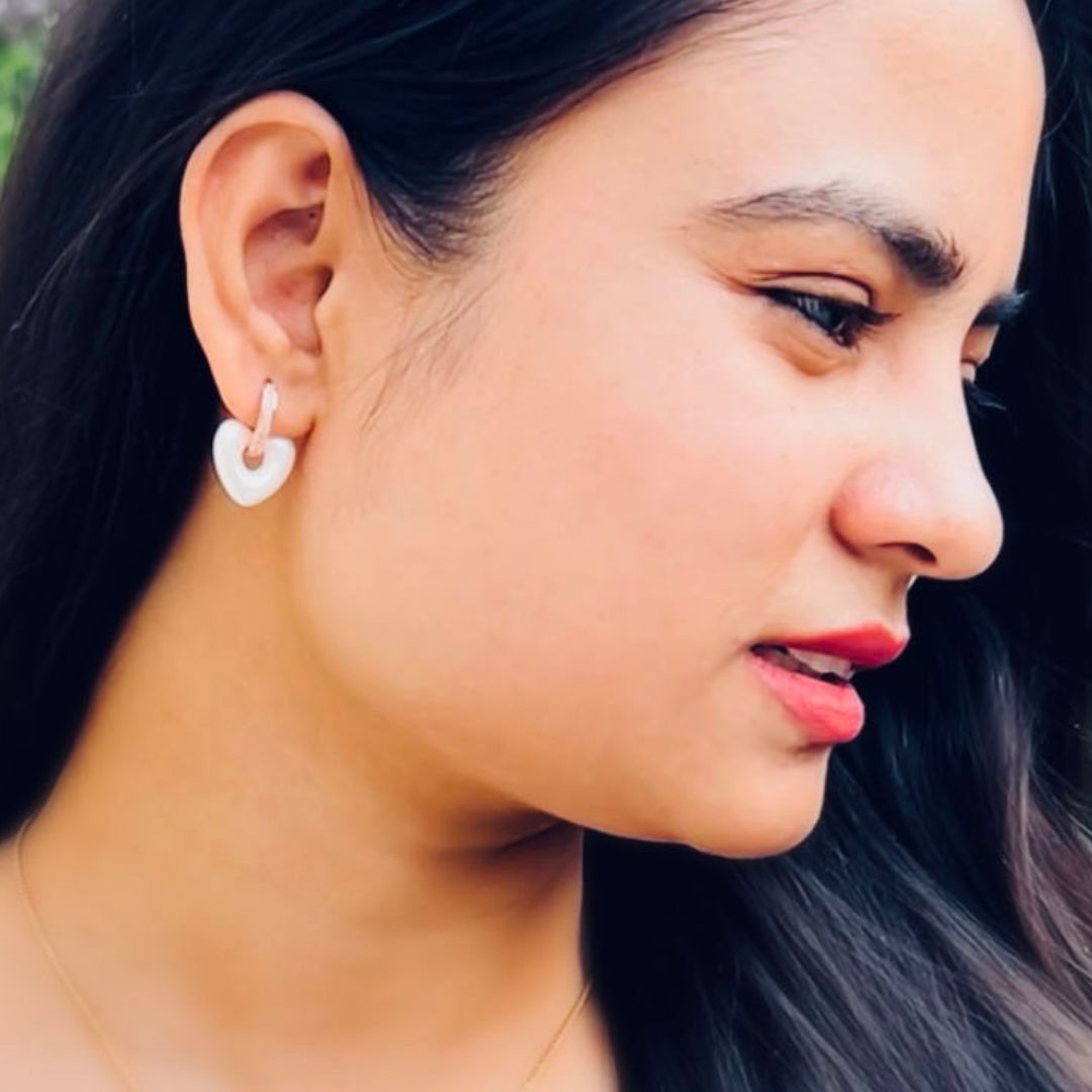Snowy Heart Hoop earrings