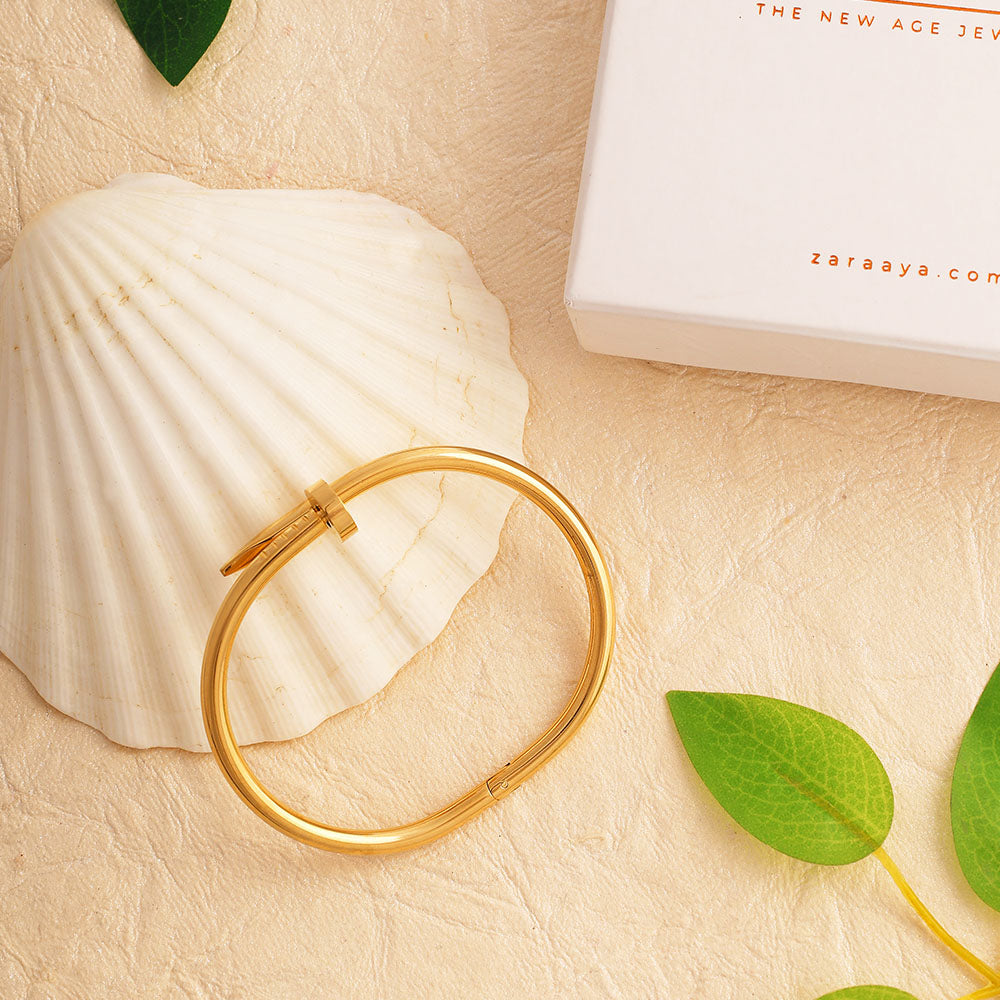 Gold Nail Bangle Kada